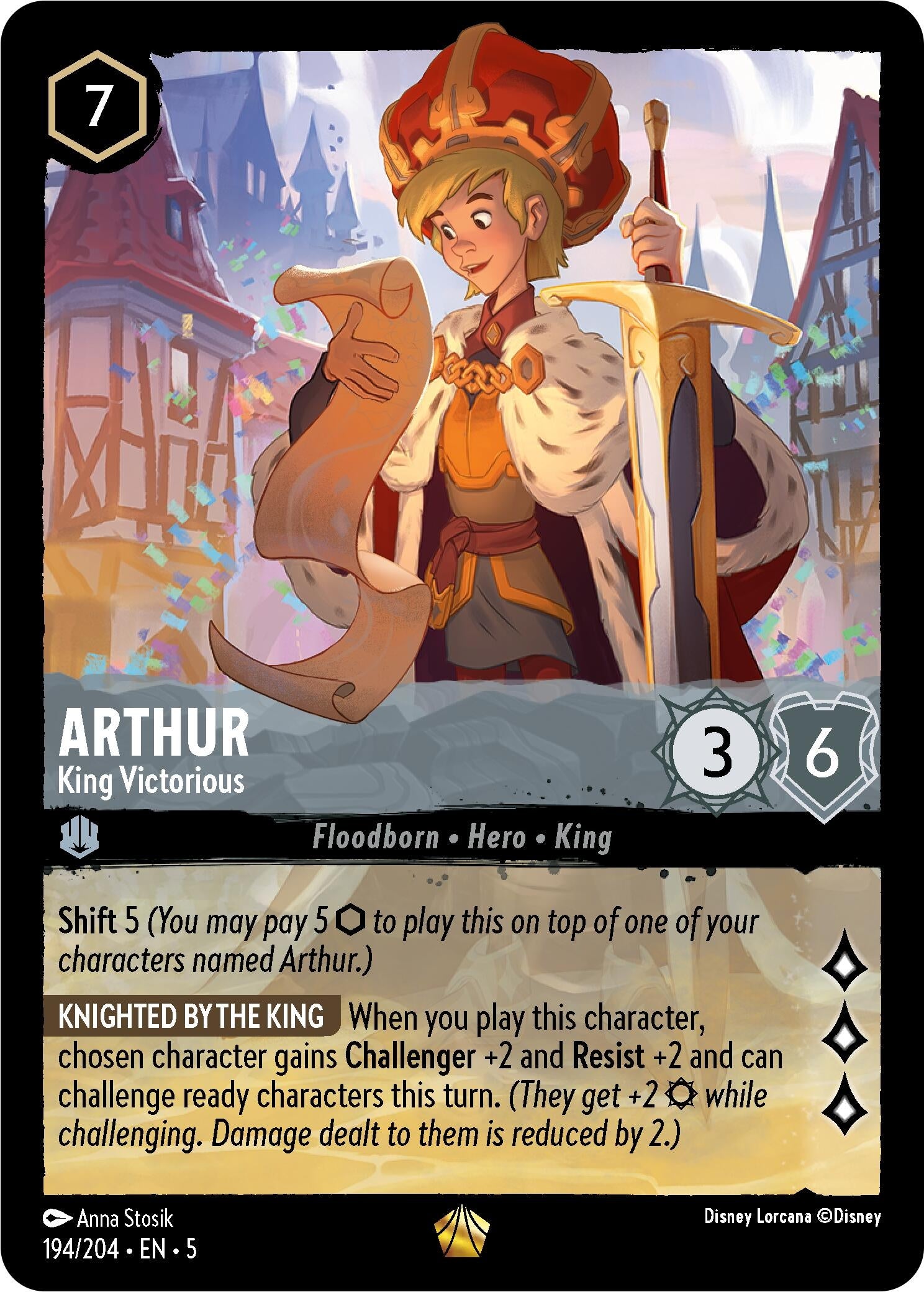 Image for Arthur - King Victorious (194/204) (Shimmering Skies) (5) - Disney Lorcana
