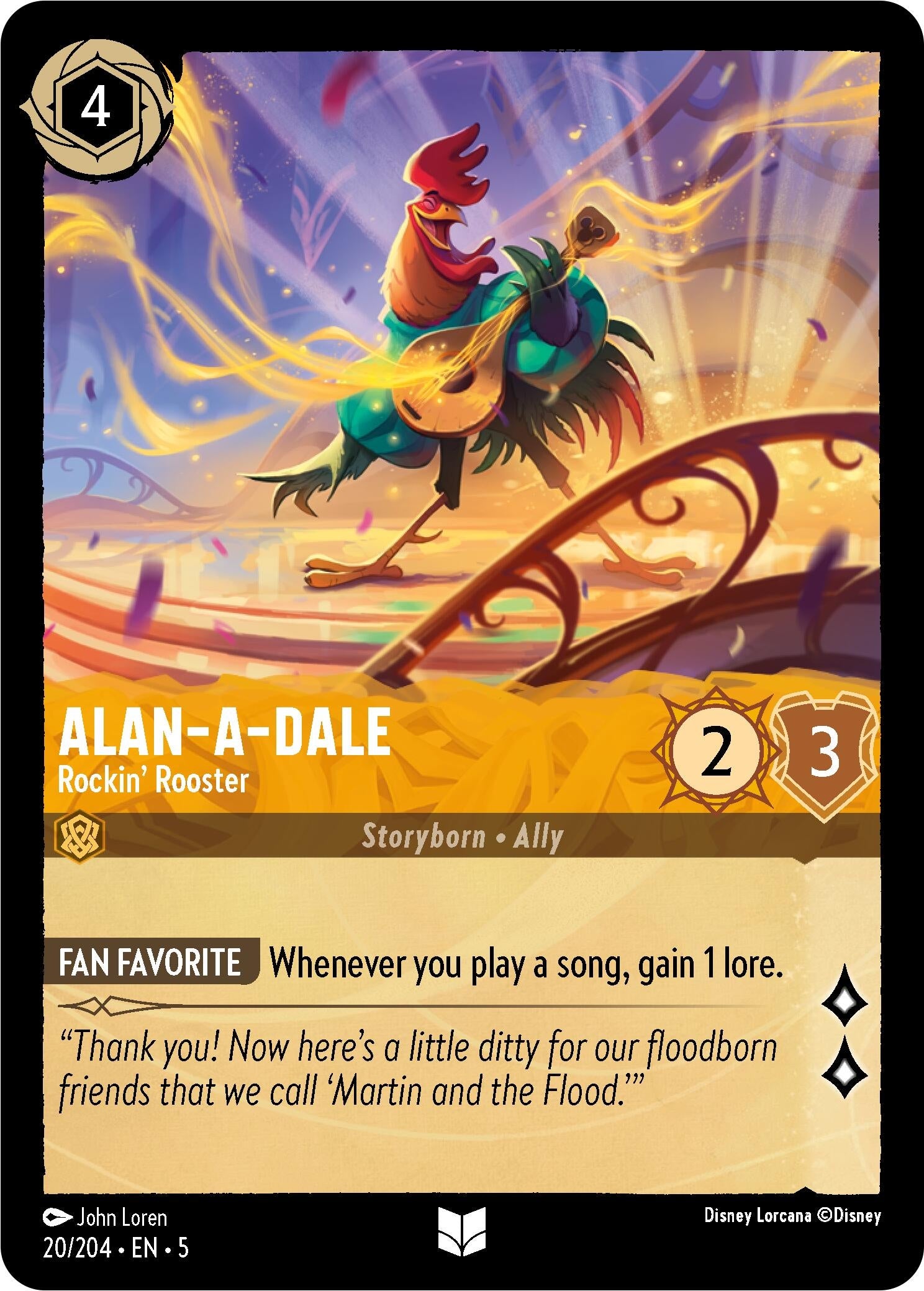 Image for Alan-A-Dale - Rockin' Rooster (20/204) (Shimmering Skies) (5) - Disney Lorcana