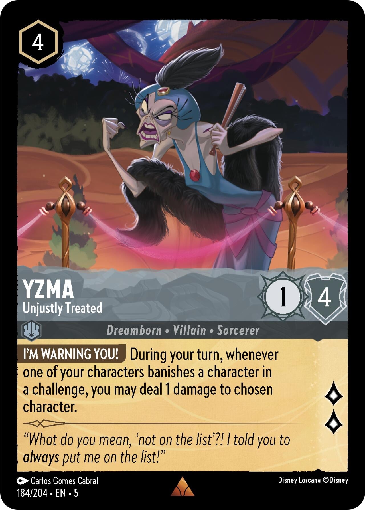 Image for Yzma - Unjustly Treated (184/204) (Shimmering Skies) (5) - Disney Lorcana