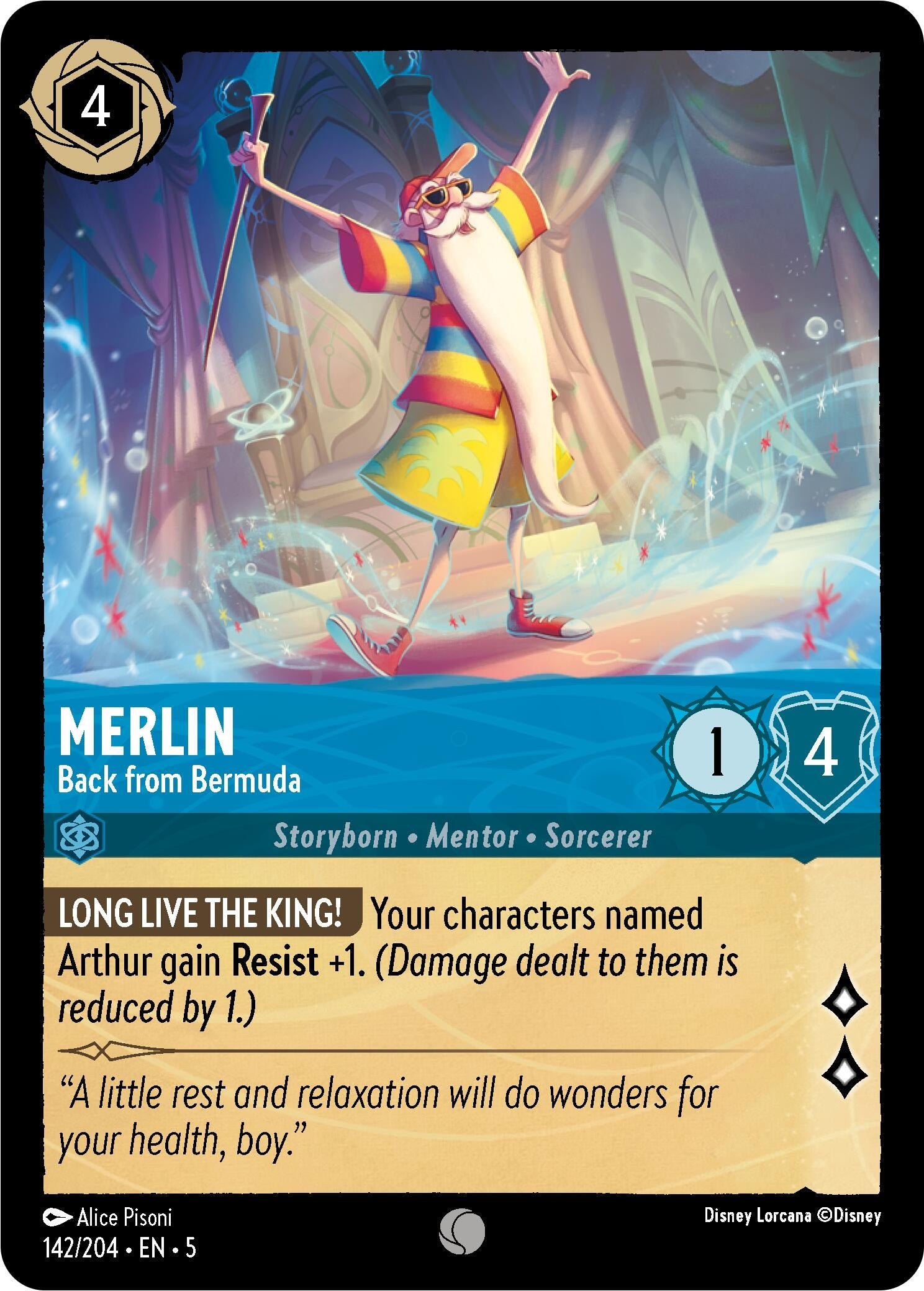 Image for Merlin - Back from Bermuda (142/204) (Shimmering Skies) (5) - Disney Lorcana