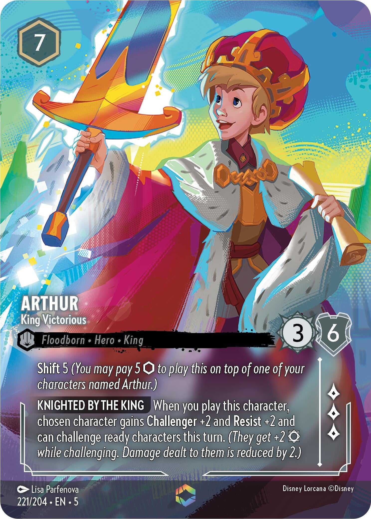 Image for Arthur - King Victorious (Enchanted) (221/204) (Shimmering Skies) (5) - Disney Lorcana