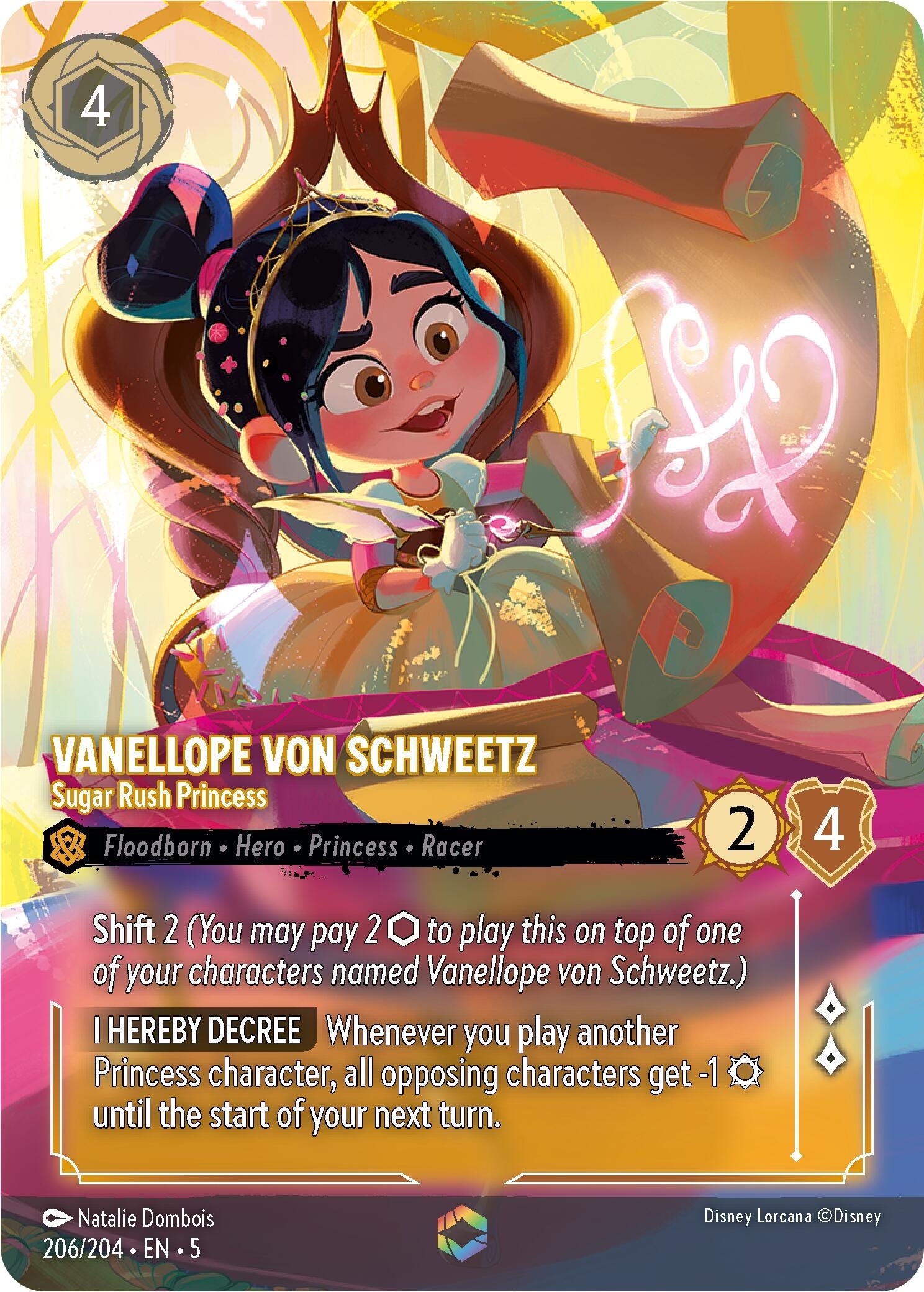 Image for Vanellope von Schweetz - Sugar Rush Princess (Enchanted) (206/204) (Shimmering Skies) (5) - Disney Lorcana