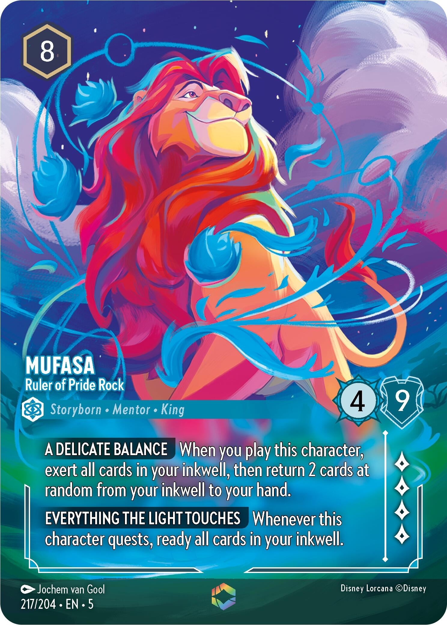 Image for Mufasa - Ruler of Pride Rock (Enchanted) (217/204) (Shimmering Skies) (5) - Disney Lorcana