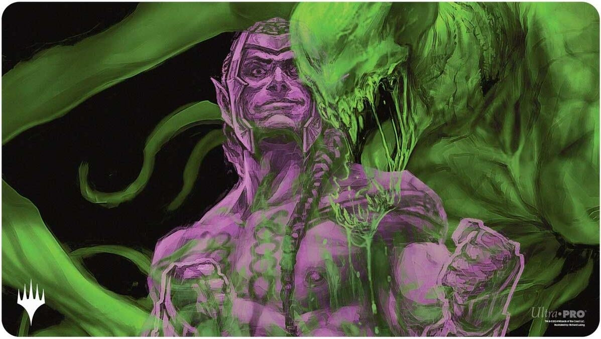 Image for Duskmourn Playmat for Magic: The Gathering - Alt Art Key Character Mythic 2 (Tyvar, the Pummeler - Double Exposure Alt) - Playmats