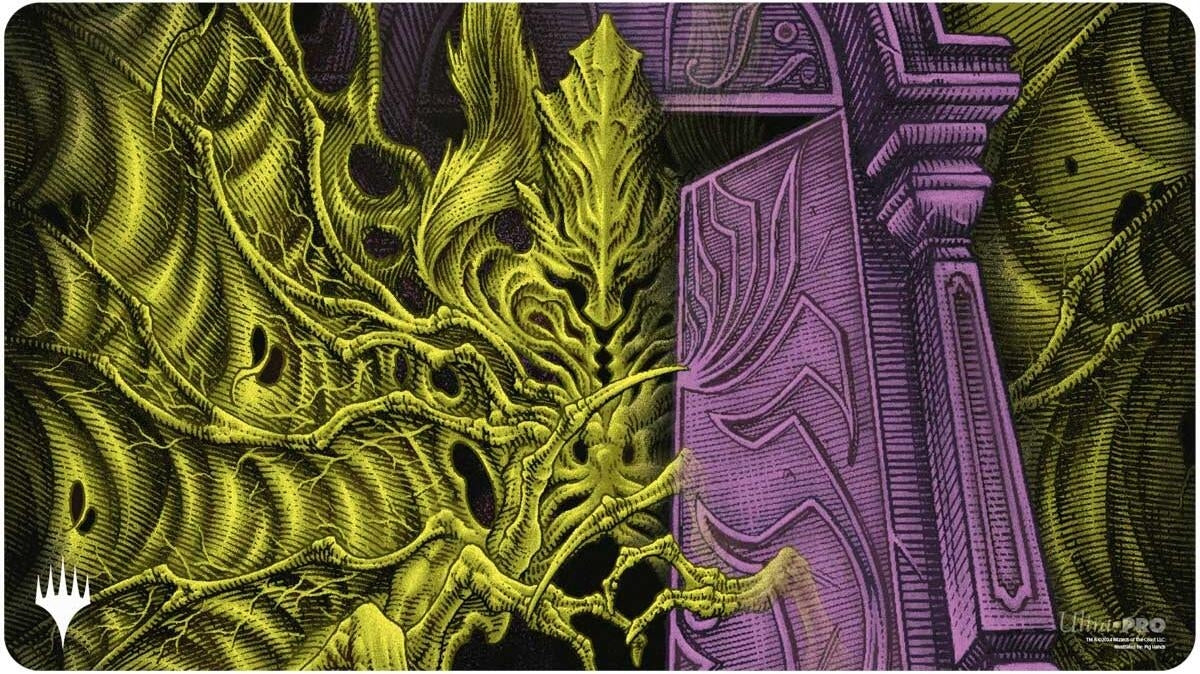 Image for Duskmourn Playmat for Magic: The Gathering - Alt Art Key Character Mythic 4 (Valgavoth, Terror Eater - Double Exposure Alt) - Playmats