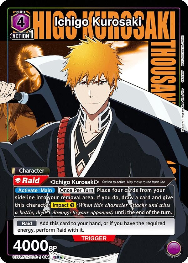 Image for Ichigo Kurosaki (104) (SR*) (UE01ST/BLC-1-104) (UE01ST: BLEACH: Thousand-Year Blood War Starter Deck) (UE01ST) - Union Arena