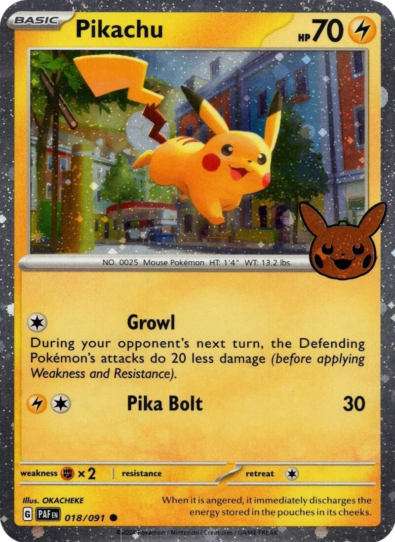 Image for Pikachu - 018/091 (Cosmos Holo) (018/091) (Trick or Trade BOOster Bundle 2024) (TTBB24) - Pokemon