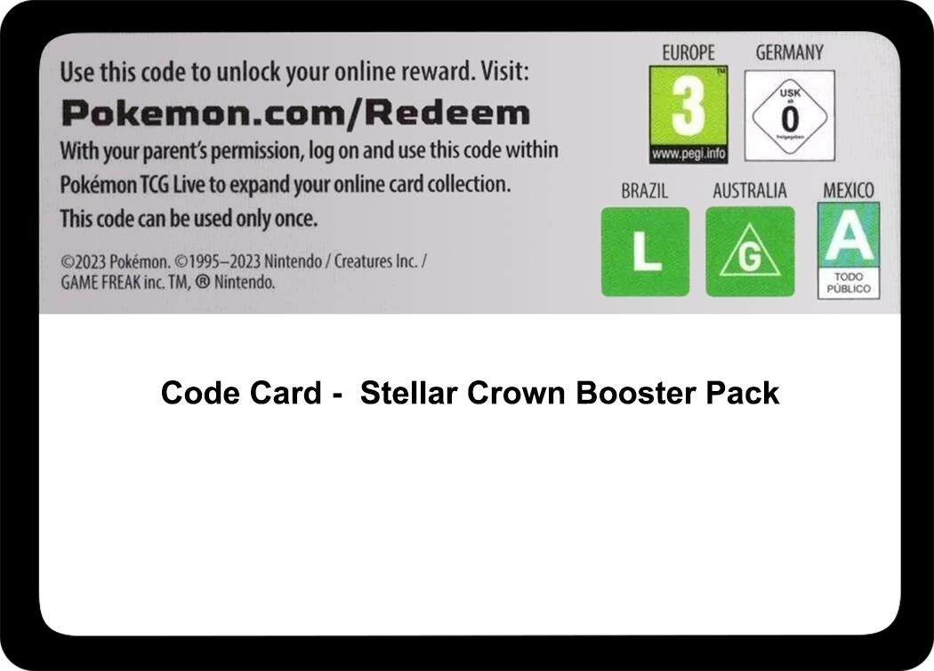 Image for Code Card - Stellar Crown Booster Pack (SV07: Stellar Crown) - Pokemon