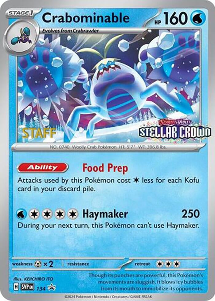 Image for Crabominable - 134 (Prerelease) [Staff] (134/142) (SV: Scarlet & Violet Promo Cards) (SVP) - Pokemon