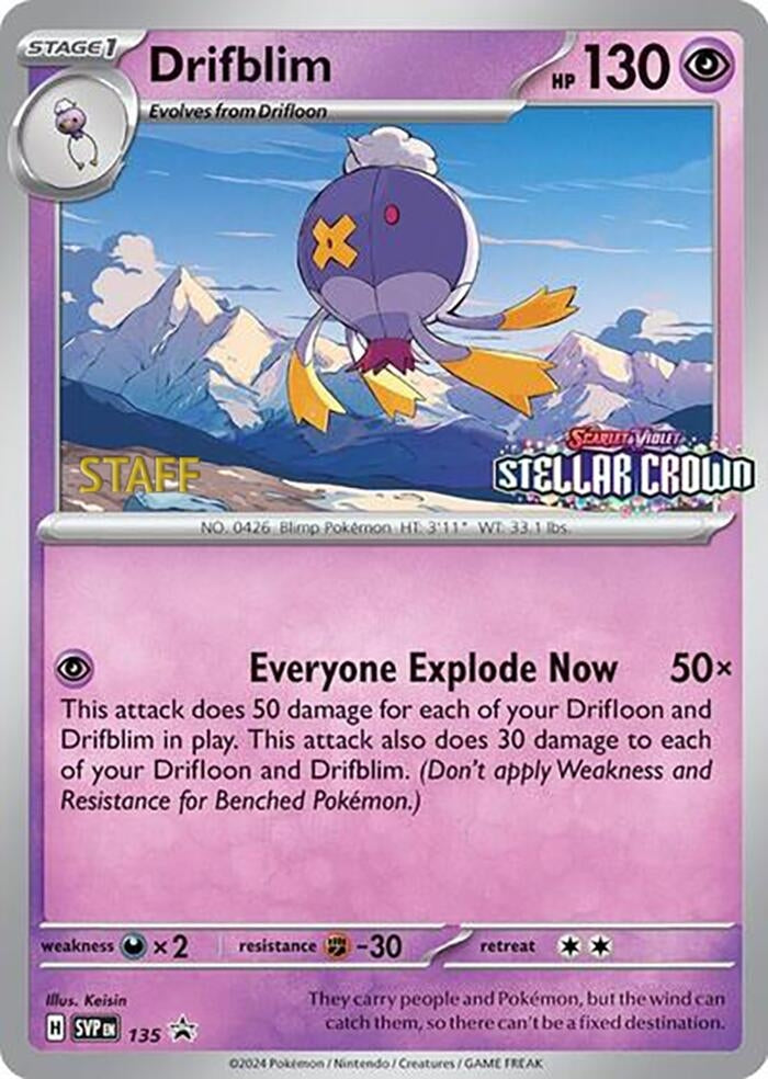 Image for Drifblim - 135 (Prerelease) [Staff] (135) (SV: Scarlet & Violet Promo Cards) (SVP) - Pokemon