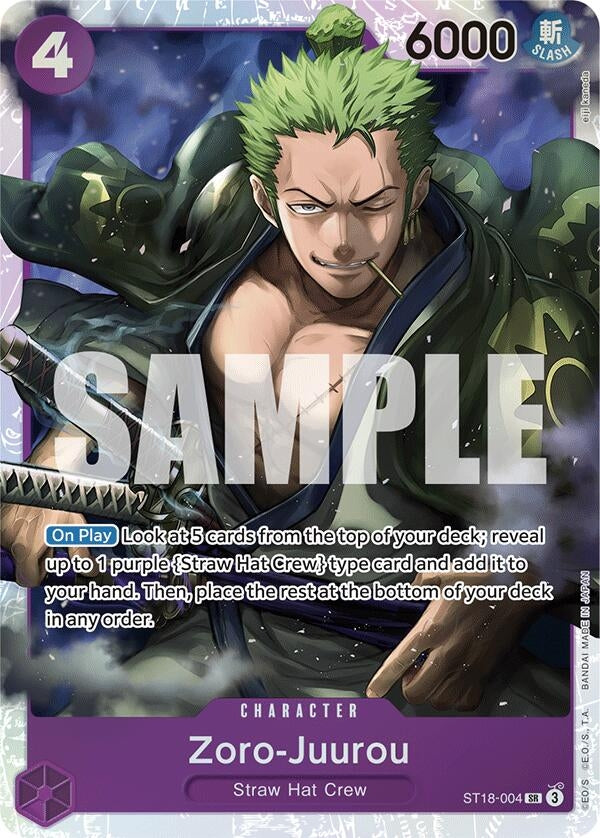 Image for Zoro-Juurou (ST18-004) (ST18-004) (Starter Deck 18: PURPLE Monkey.D.Luffy) (ST-18) - One Piece Card Game