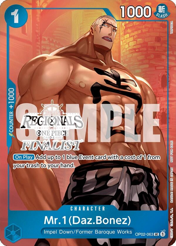 Image for Mr.1 (Daz.Bonez) (Offline Regional 2024 Vol. 3) [Finalist] (OP02-063) (One Piece Promotion Cards) (OP-PR) - One Piece Card Game