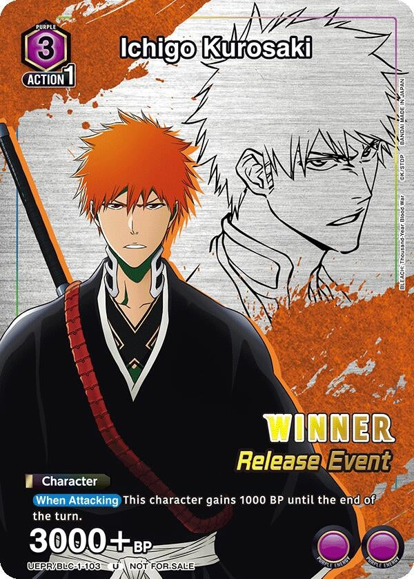 Image for Ichigo Kurosaki (Release Event Winner) (UEPR/BLC-1-103) (UE01BT: BLEACH: Thousand-Year Blood War Release Event Cards) (UE01BT_RE) - Union Arena