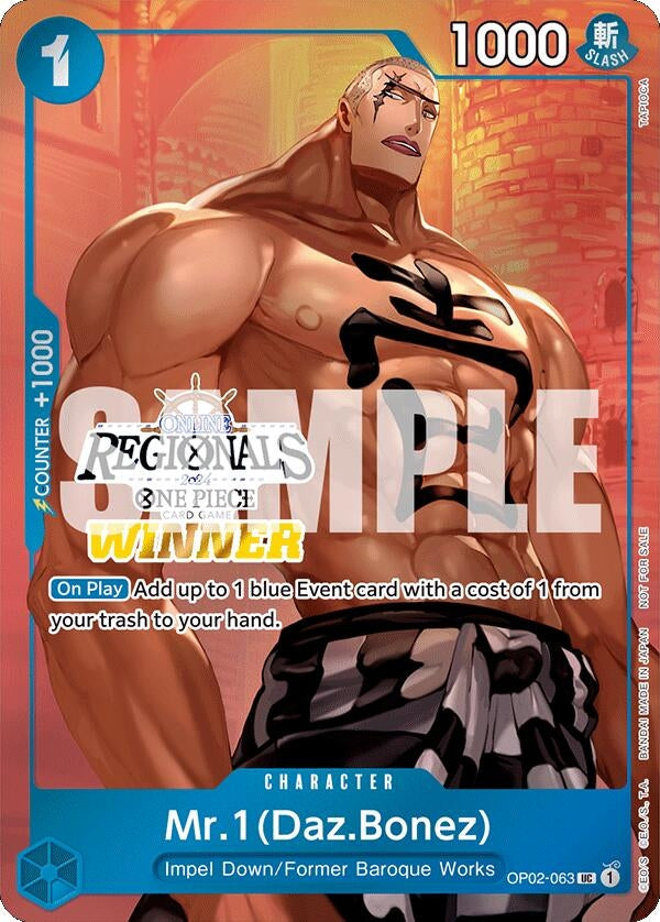 Image for Mr.1 (Daz.Bonez) (Online Regional 2024 Vol. 3) [Winner] (OP02-063) (One Piece Promotion Cards) (OP-PR) - One Piece Card Game