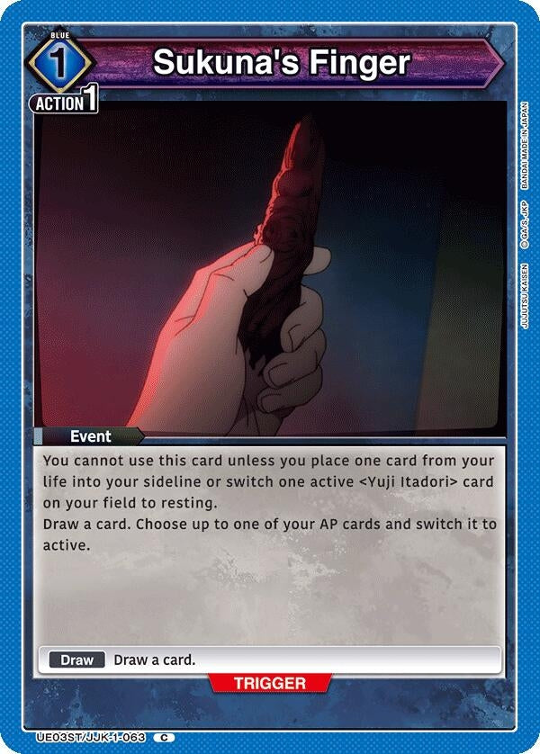 Image for Sukuna's Finger (UE03ST/JJK-1-063) (UE03ST: Jujutsu Kaisen Starter Deck) (UE03ST) - Union Arena