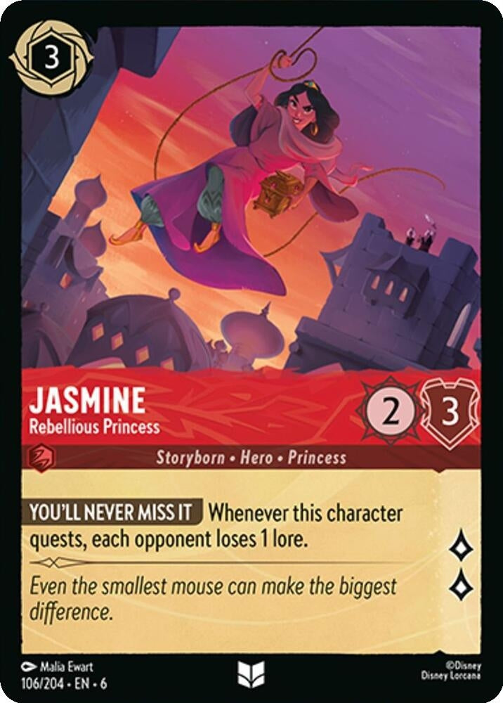 Image for Jasmine - Rebellious Princess (106/204) (Azurite Sea) (6) - Disney Lorcana