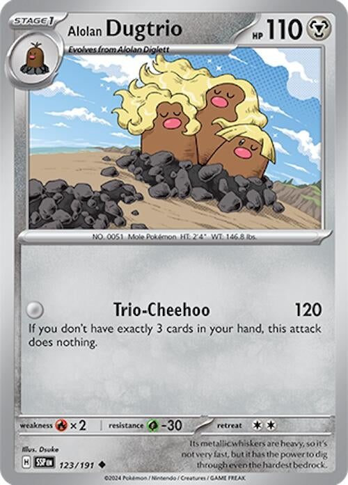 Image for Alolan Dugtrio (123/191) (SV08: Surging Sparks) - Pokemon