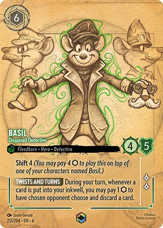 Image for Basil - Disguised Detective (Enchanted) (212/204) (Azurite Sea) (6) - Disney Lorcana