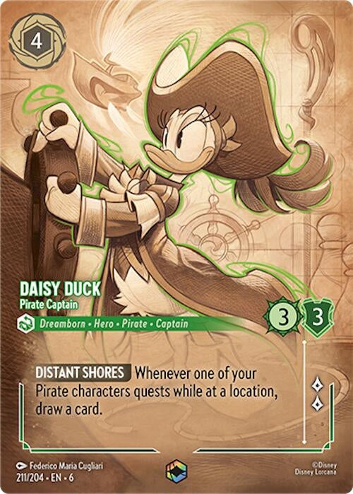 Image for Daisy Duck - Pirate Captain (Enchanted) (211/204) (Azurite Sea) (6) - Disney Lorcana