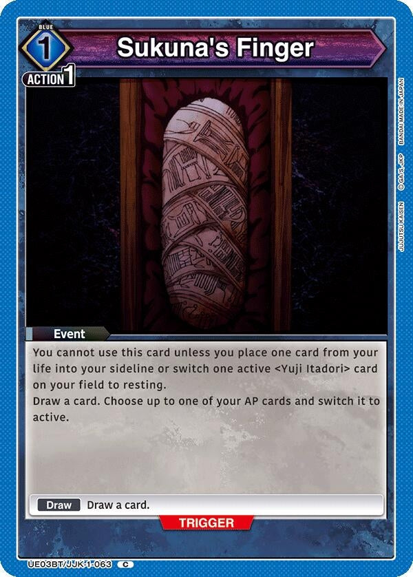 Image for Sukuna's Finger (UE03BT/JJK-1-063) (UE03BT: Jujutsu Kaisen) (UE03BT) - Union Arena