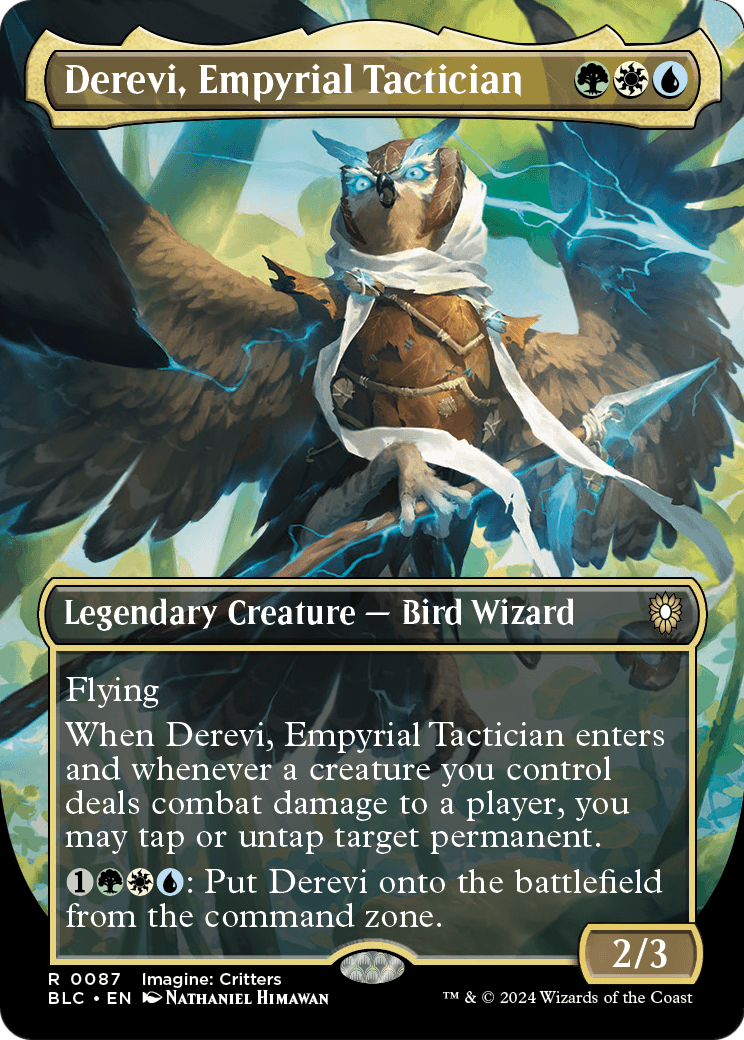Derevi, Empyrial Tactician (Borderless) (BLC-087) [Bloomburrow Commander] Foil