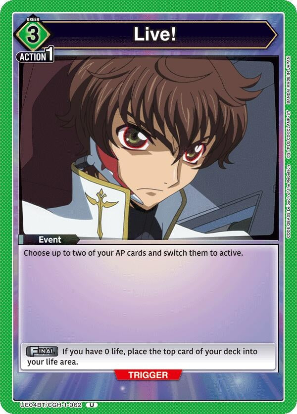 Image for Live! (UE04BT/CGH-1-062) (UE04BT: CODE GEASS: Lelouch of the Rebellion) (UE04BT) - Union Arena