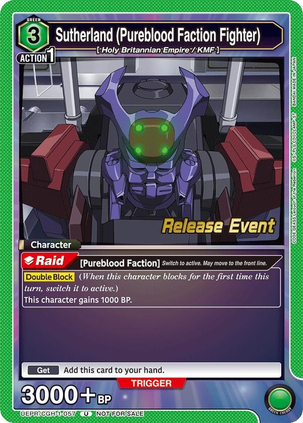 Image for Sutherland (Pureblood Faction Fighter) (UEPR/CGH-1-057) (UE04BT: CODE GEASS: Lelouch of the Rebellion Release Event Cards) (UE04BT_RE) - Union Arena