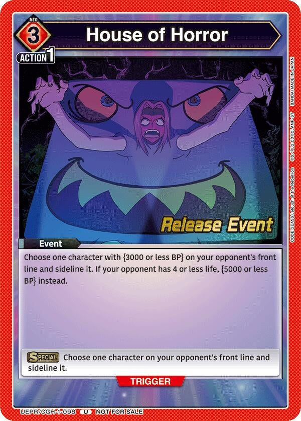 Image for House of Horror (UEPR/CGH-1-098) (UE04BT: CODE GEASS: Lelouch of the Rebellion Release Event Cards) (UE04BT_RE) - Union Arena