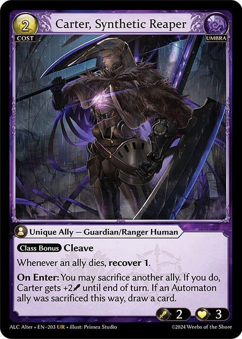 Image for Carter, Synthetic Reaper (203) (Alchemical Revolution Alter Edition) (ALC Alter) - Grand Archive TCG