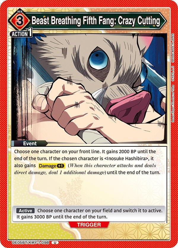 Image for Beast Breathing Fifth Fang: Crazy Cutting (UE05BT/KMY-1-098) (UE05BT: Demon Slayer: Kimetsu no Yaiba) (UE05BT) - Union Arena