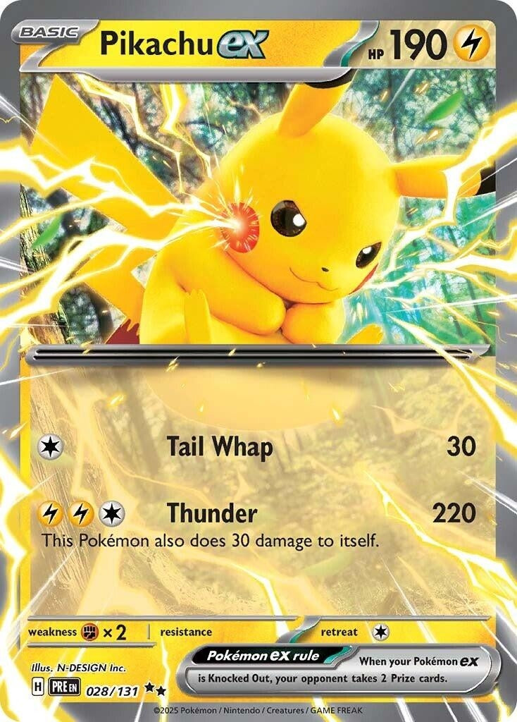 Pikachu ex (028/131) (SV: Prismatic Evolutions) - PokeBox USA