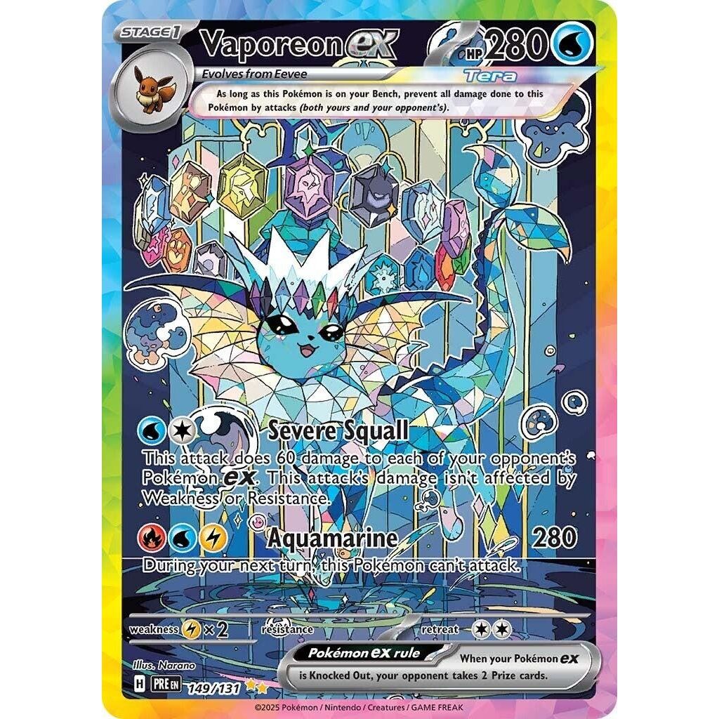 Vaporeon ex (149/131) (SV: Prismatic Evolutions) - PokeBox USA