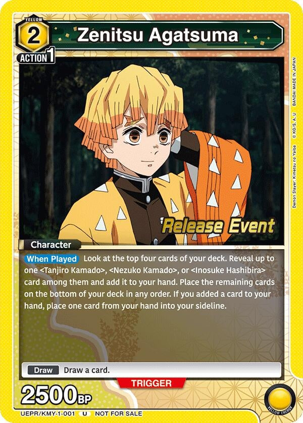 Image for Zenitsu Agatsuma (001) (UEPR/KMY-1-001) (UE05BT: Demon Slayer: Kimetsu no Yaiba Release Event Cards) (UE05BT_RE) - Union Arena