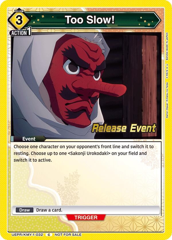 Image for Too Slow! (UEPR/KMY-1-032) (UE05BT: Demon Slayer: Kimetsu no Yaiba Release Event Cards) (UE05BT_RE) - Union Arena