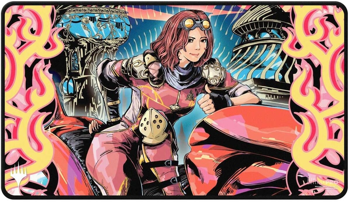 Image for Aetherdrift Black Stitched Playmat for Magic: The Gathering - Variant Art PW: Chandra. Spark Hunter - Playmats