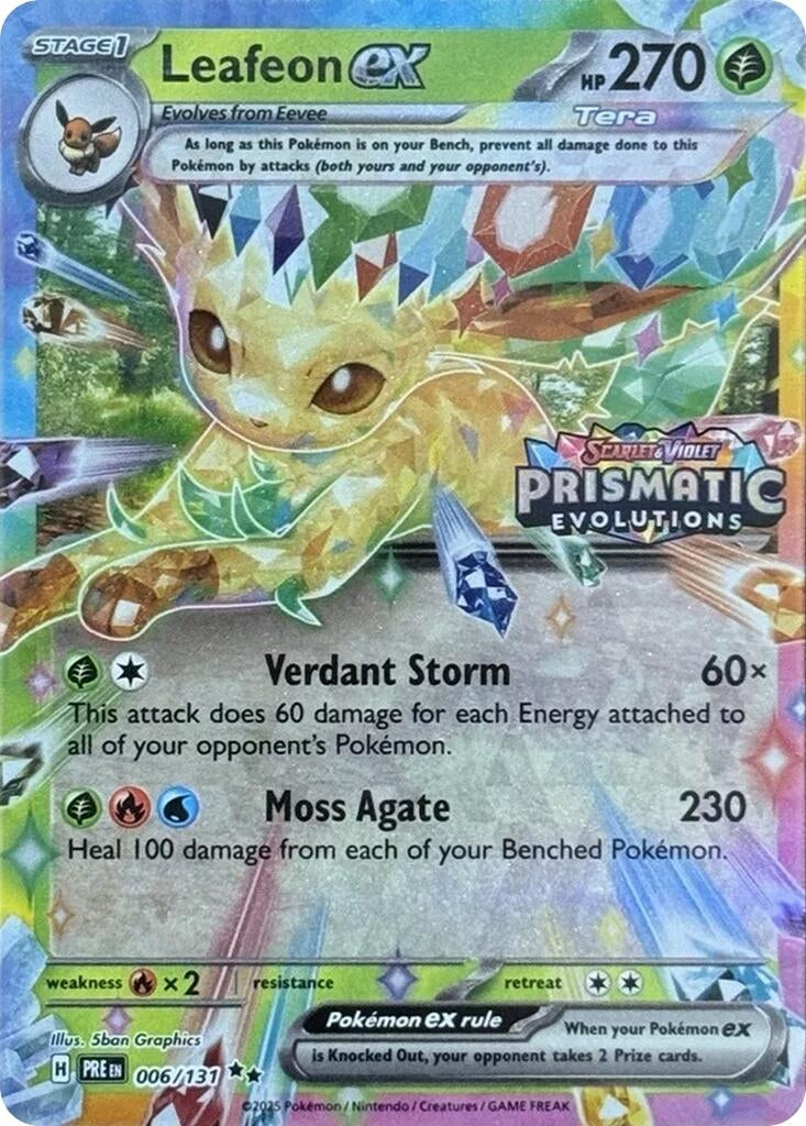 Image for Leafeon ex - 006/131 (Prismatic Evolutions Stamp) (006/131) (Miscellaneous Cards & Products) (MCAP) - Pokemon