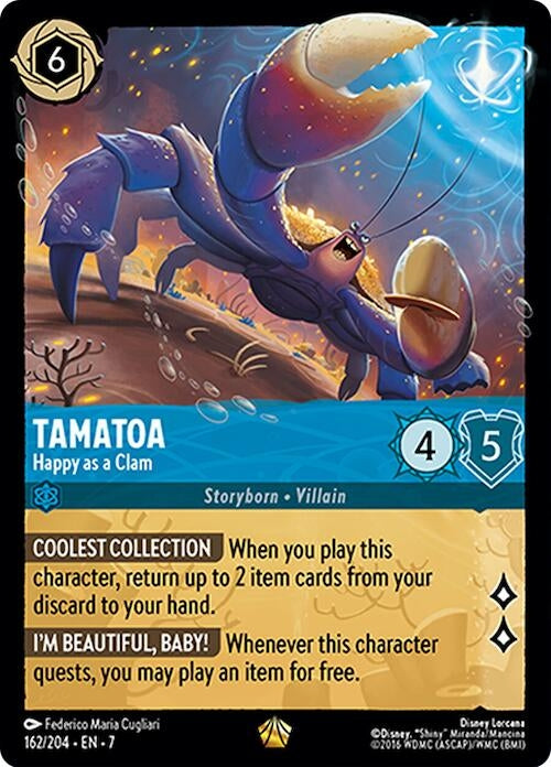 Image for Tamatoa - Happy as a Clam (162/204) (Archazia's Island) (7) - Disney Lorcana