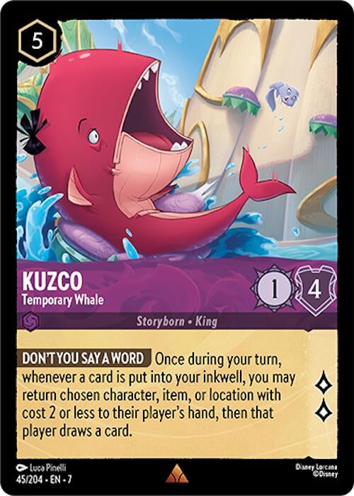 Image for Kuzco - Temporary Whale (45/204) (Archazia's Island) (7) - Disney Lorcana