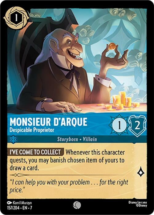 Image for Monsieur D'Arque - Despicable Proprietor (157/204) (Archazia's Island) (7) - Disney Lorcana