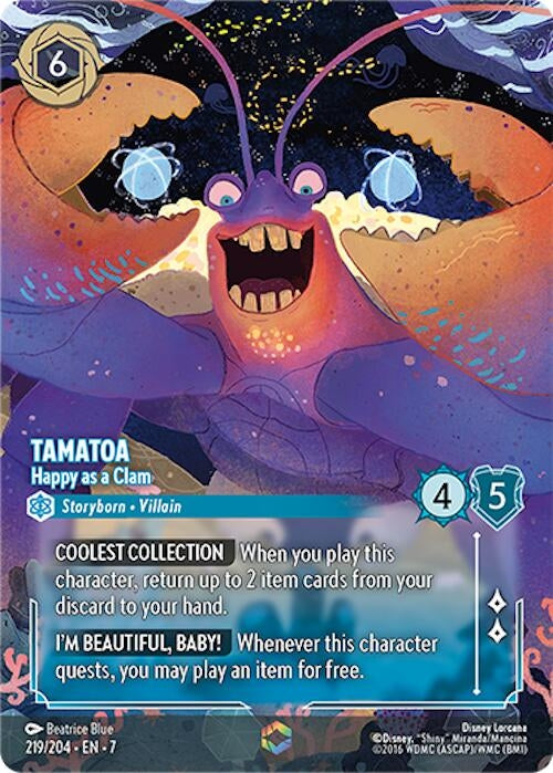 Image for Tamatoa - Happy as a Clam (Enchanted) (219/204) (Archazia's Island) (7) - Disney Lorcana