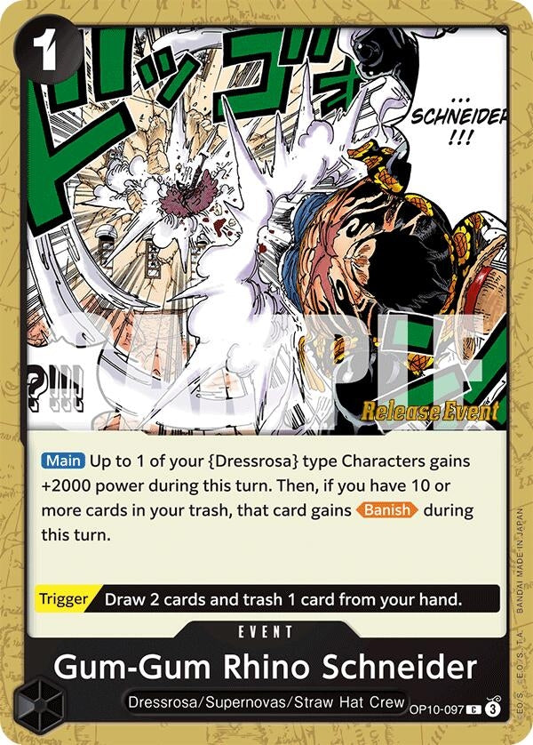 Image for Gum-Gum Rhino Schneider (OP10-097) (Royal Blood Release Event Cards) (OP10 RE) - One Piece Card Game