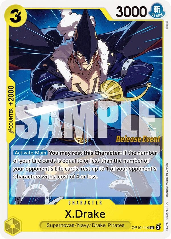 Image for X.Drake (OP10-114) (Royal Blood Release Event Cards) (OP10 RE) - One Piece Card Game