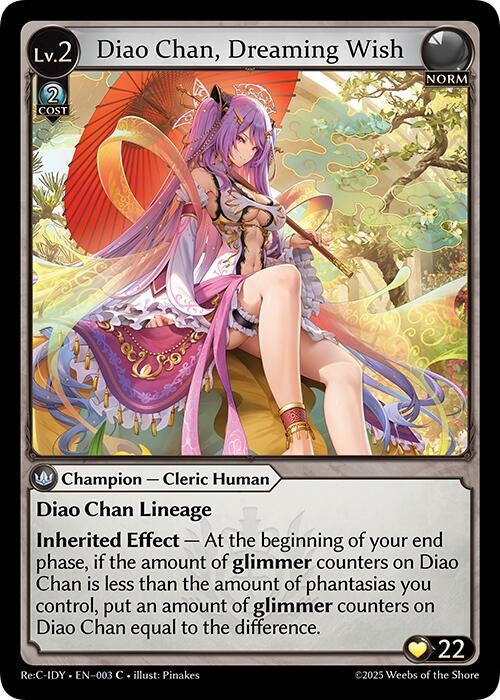 Image for Diao Chan, Dreaming Wish (003) (Diao Chan Re: Collection, Idyll Corsage) (IDLCRS) - Grand Archive TCG