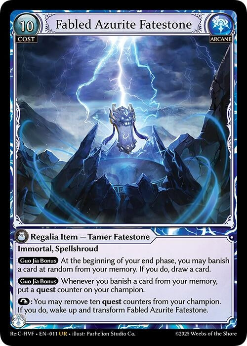 Image for Fabled Azurite Fatestone (011) (Guo Jia Re: Collection, Heaven’s Favored) (HVNFV) - Grand Archive TCG