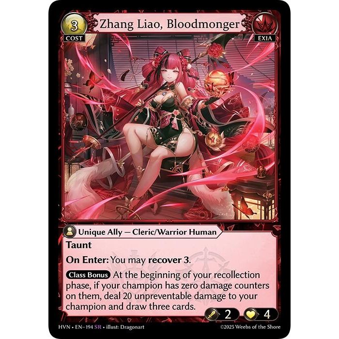 Image for Zhang Liao, Bloodmonger (194) (Abyssal Heaven) - Grand Archive TCG