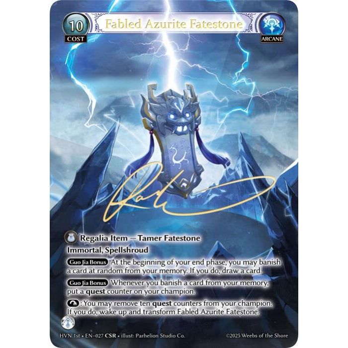 Image for Fabled Azurite Fatestone // Seiryuu, Azure Dragon (CSR) (027) (Abyssal Heaven) - Grand Archive TCG