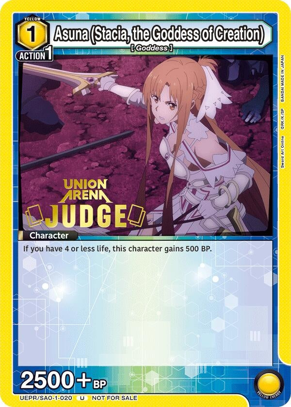 Image for Asuna (Stacia, the Goddess of Creation) (Judge Pack) (UEPR/SAO-1-020) (Union Arena Promotion Cards) (UEPR) - Union Arena