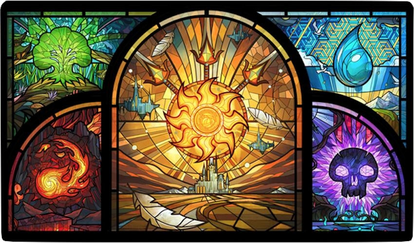 Image for Magali Villeneuve Playmat for Magic: The Gathering (Kickstarter Exclusive) - Dominaria United Stained Glass - Playmats