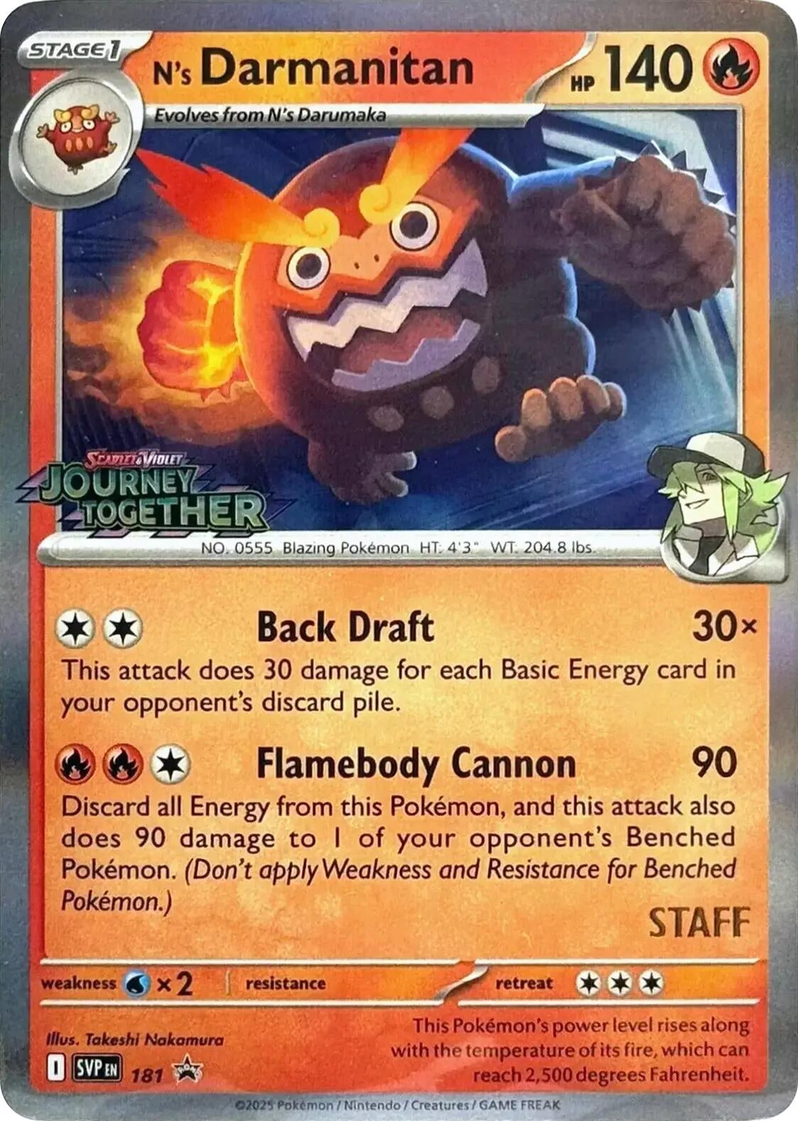 Image for N's Darmanitan - 181 (Prerelease) [Staff] (181) (SV: Scarlet & Violet Promo Cards) (SVP) - Pokemon