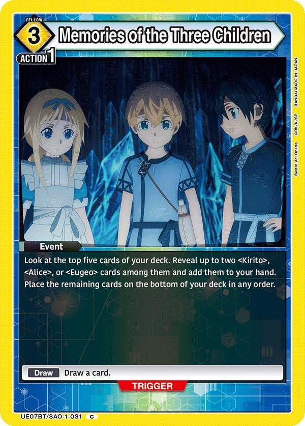 Image for Memories of the Three Children (UE07BT/SAO-1-031) (UE07BT: Sword Art Online) (UE07BT) - Union Arena